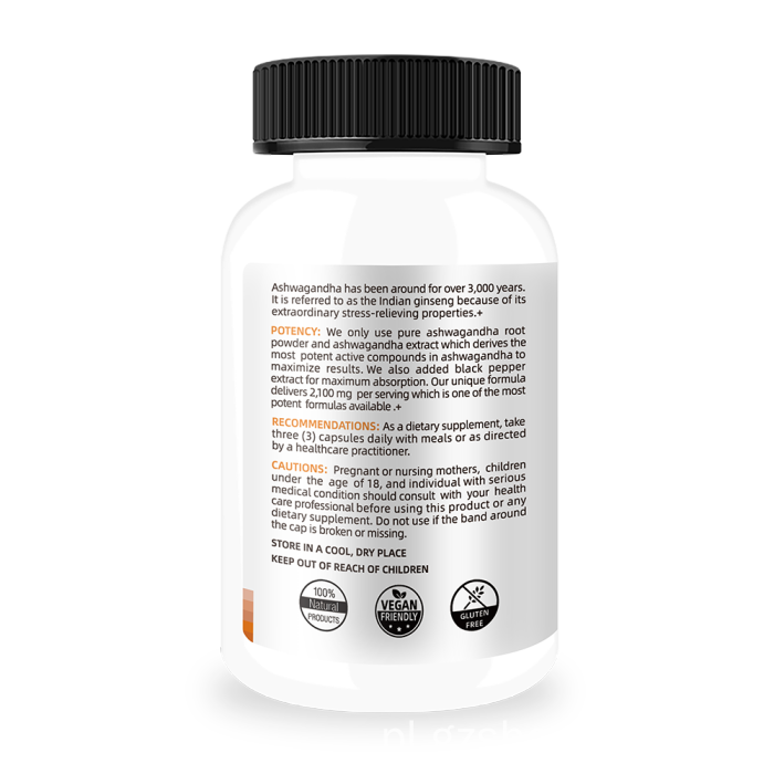 Ashwagandha 2100 mg 100 kapsułek na wsparcie odporności